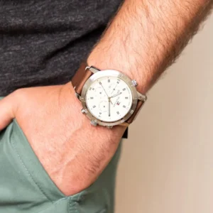 Tommy Hilfiger Troy Multifunction Beige Dial Brown Leather Watch For Men 1792102