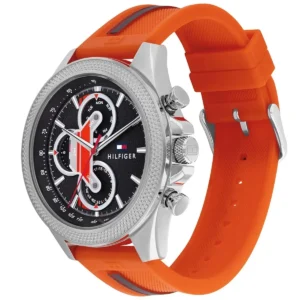 Tommy Hilfiger Clark Chronograph Grey Dial Orange Rubber Watch For Men 1792084