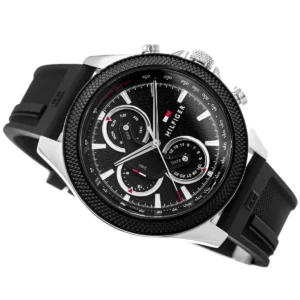 Tommy Hilfiger Clark Chronograph Black Dial Black Rubber Watch For Men 1792082