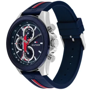 Tommy Hilfiger Clark Chronograph Blue Dial Black Leather Watch For Men 1792083