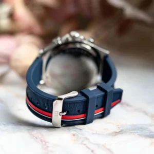 Tommy Hilfiger Clark Chronograph Blue Dial Black Leather Watch For Men 1792083