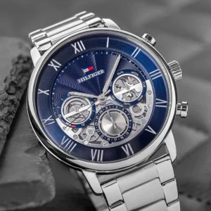 Tommy Hilfiger Legend Multifunction Blue Skeleton Dial Steel Watch For Men 1710569
