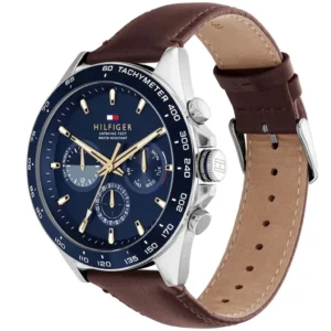 Tommy Hilfiger Owen Chronograph Blue Dial Brown Leather Watch For Men 1791965
